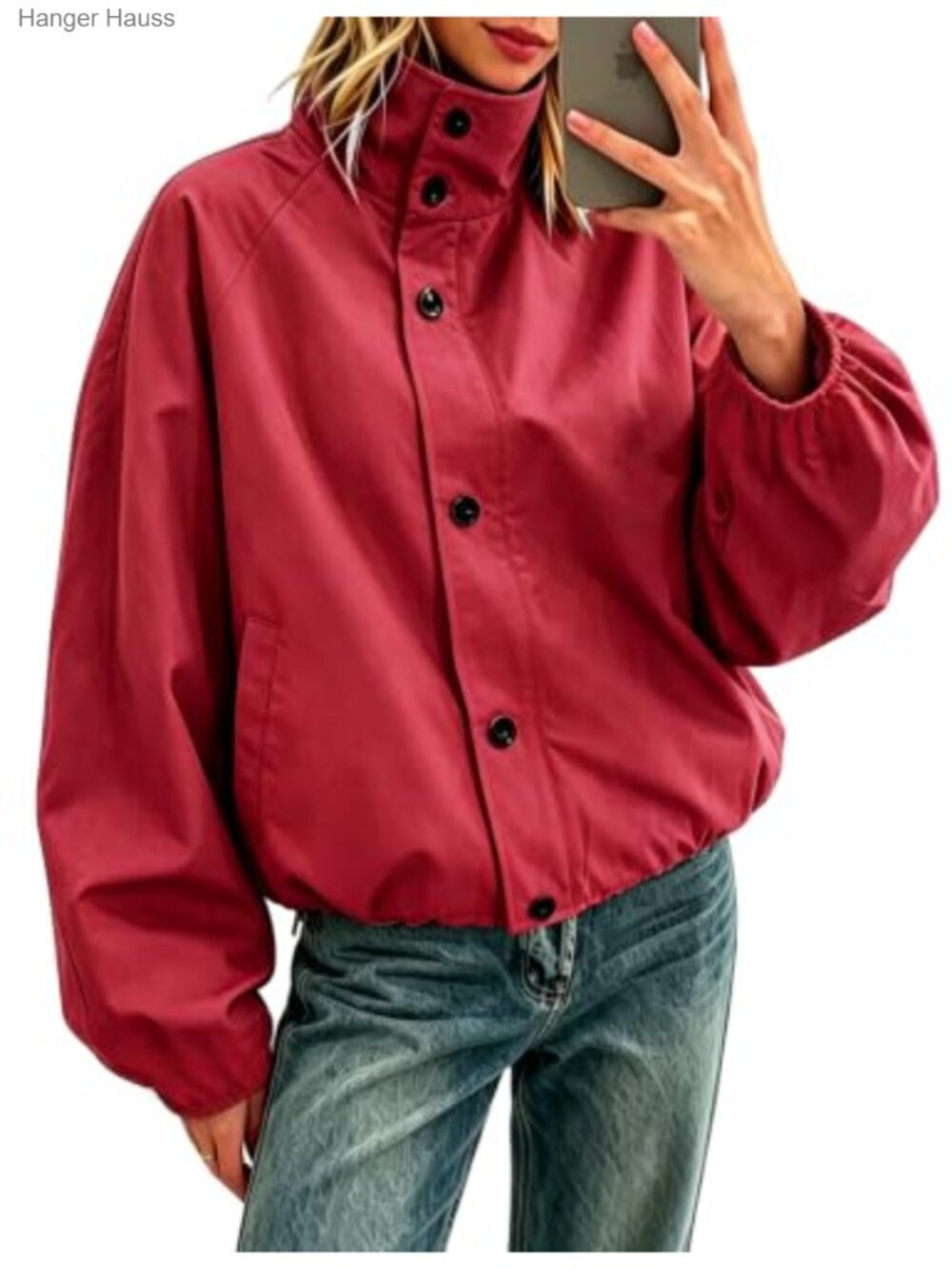 Waterproof Windbreaker Funnel Neck Bomber Jacket Women's Casual